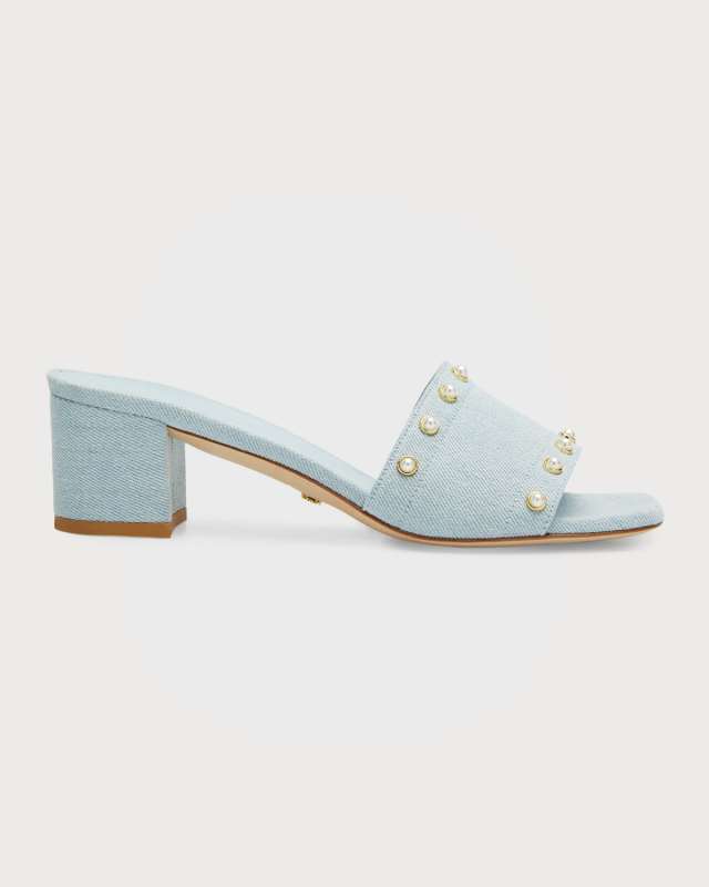 Cayman Pearly Denim Mules